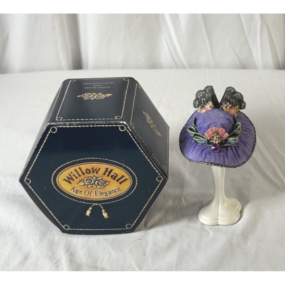 Willow Hall Age of Elegance Purple Passion Mini‎ Hat Figurine With Box 85-02